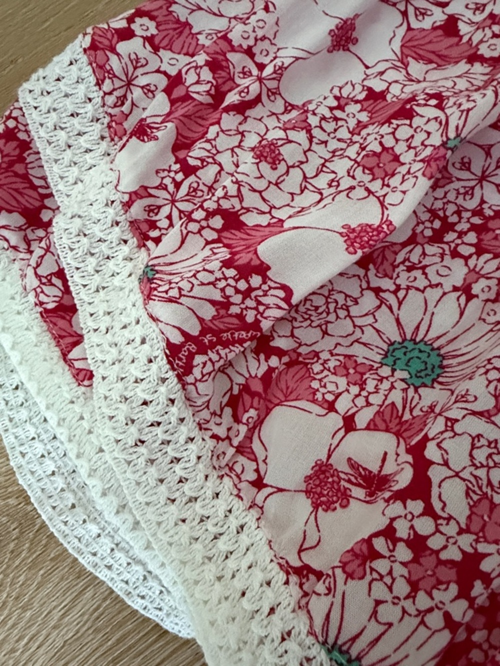 Poupette St. Barth Pink and White Floral Cotton Dress with Turquoise Trim - Picture 4 of 4